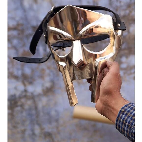 MF Doom Gladiator Mask Adult Steel Silver Cosplay Collectible Face Armor Gift - Picture 5 of 6